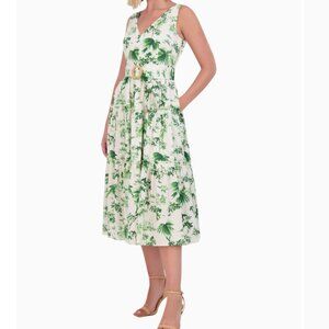 NWT Vince Camuto Floral-Print Belted Tiered Dress with Pockets, 2P